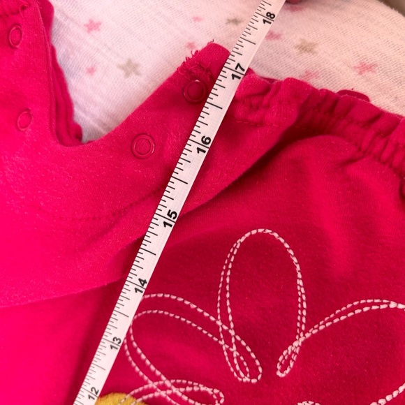 ⭒ 18-24M Little Tikes Pink Embroidered Flower Romper Ruffles Patches Buttons ⭒ - Picture 10 of 14